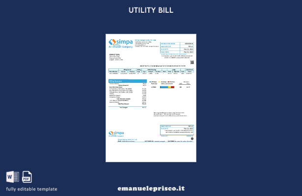 stile verificato India Simpa Energy India Pvt. Modello Word per bolletta delle u